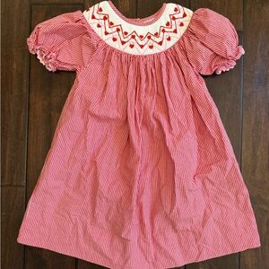 Ann + Reeves Red Gingham Smocked Heart Dress